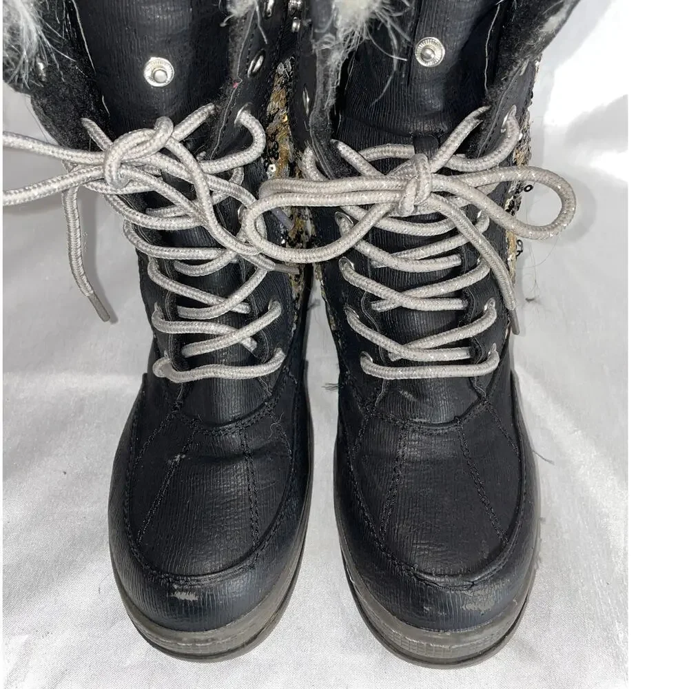 Justice Winter Boots w/ Sequins & Faux Fur - Girl's Size 3M - Fabulous!‎